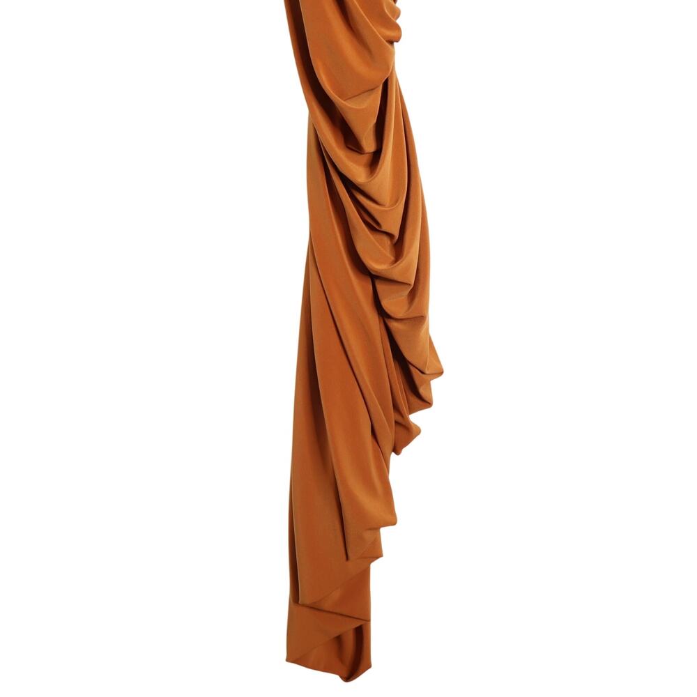 NORMA KAMALI Diana Ruched Gown Cinnamon Orange Midi Dress Women's L/40 - Picture 7 of 12